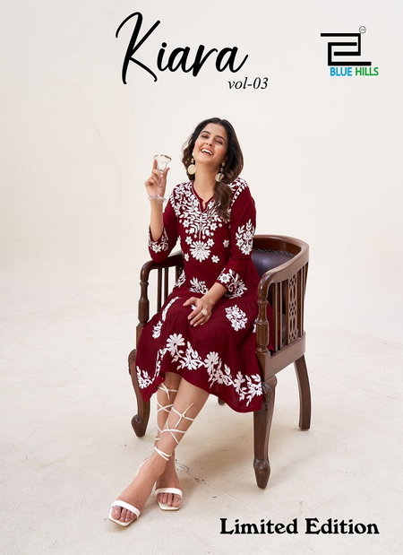 Kiara Vol 3 By Blue Hills Rayon Printed Anarkali Kurtis Wholesale Market
